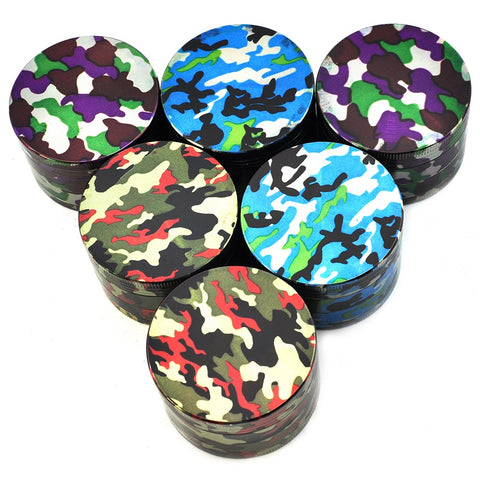 Aluminum Grinder, 52 mm x 35 mm, 4 parts, Camouflage. www.metrovapeshop.ca