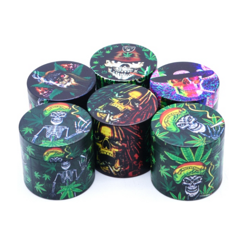 Colourful Rasta Skeleton Grinder, 55 x 45 mm, 4 parts