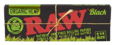 RAW Black Organic Unrefined Artisan Rolling Papers 1 1/4